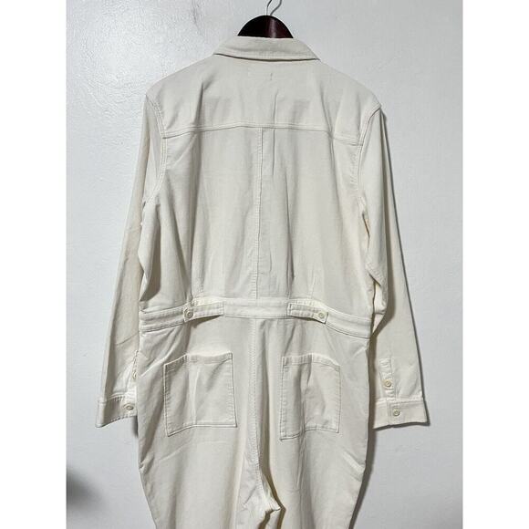 Outerknown Women’s Ivory Soft Corduroy Utility Jumpsuit Size XL Long Sleeve - Picture 3 of 11
